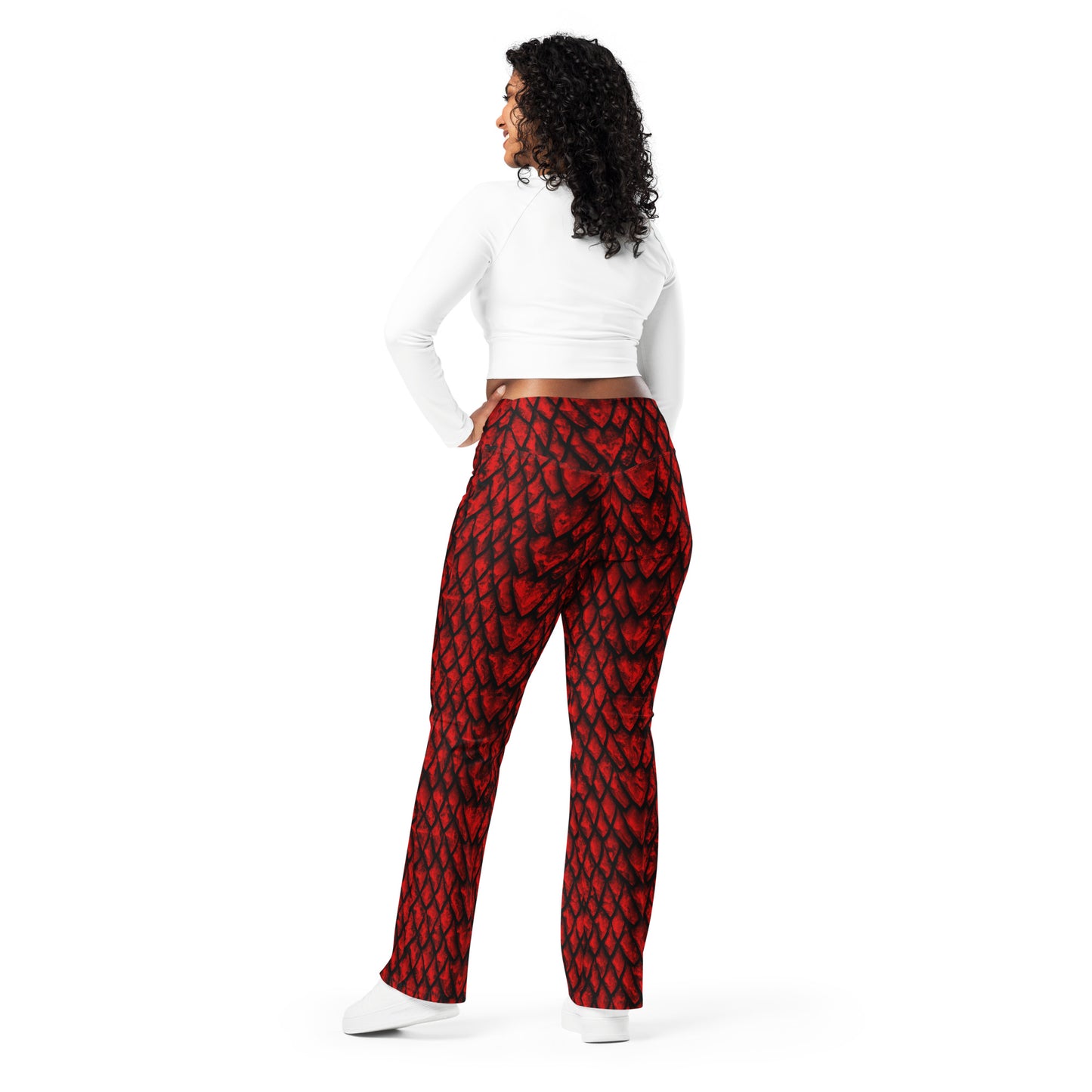 Ruby Dragon Scale Flare Leggings