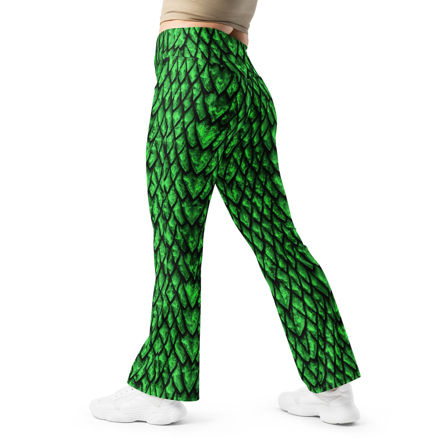 Emerald Dragon Scale Flare Leggings