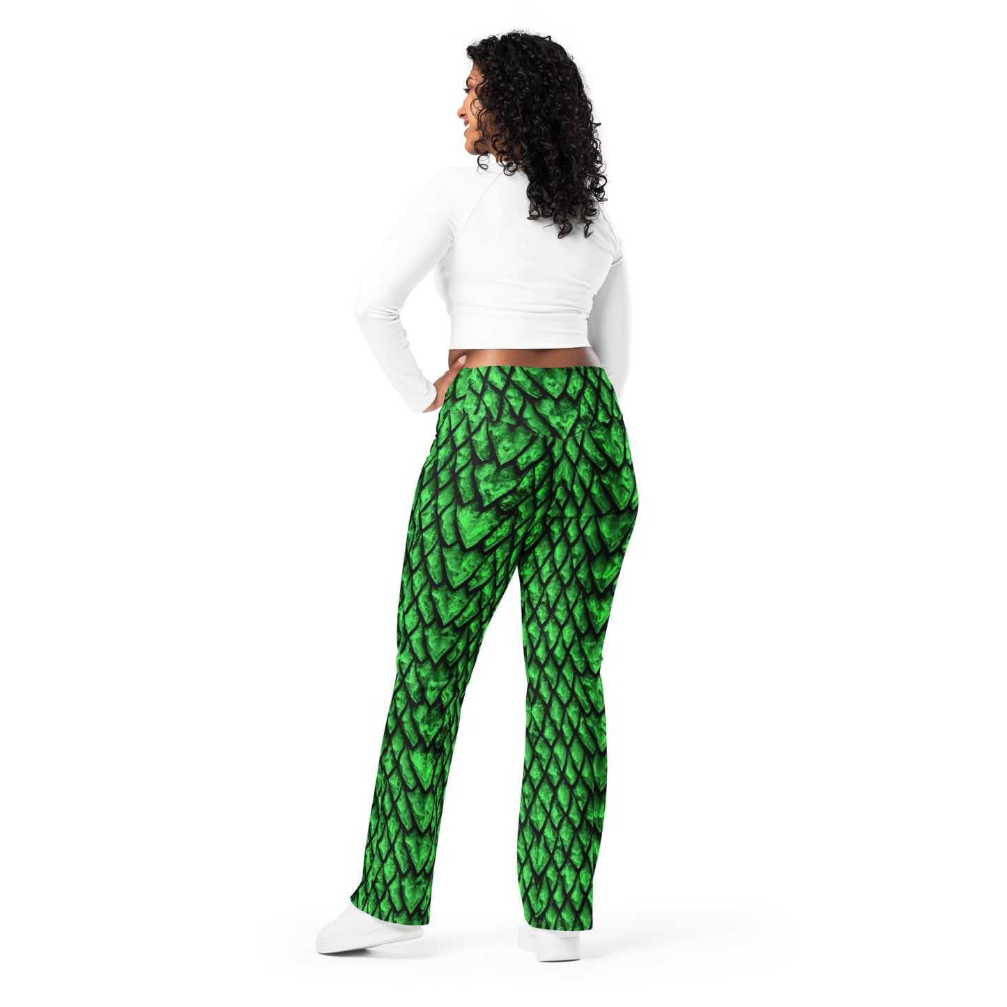 Emerald Dragon Scale Flare Leggings