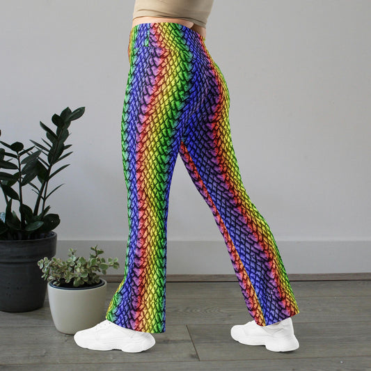 Rainbow Dragon Scales Print Flare Leggings