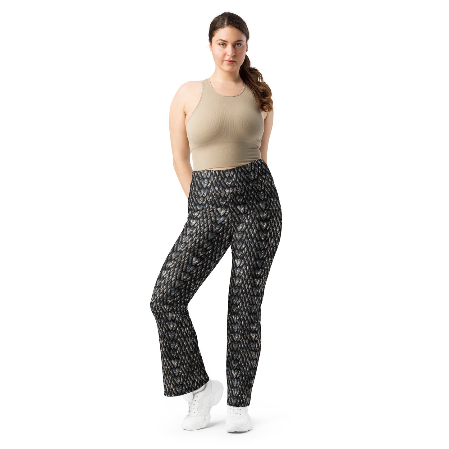 Onyx Dragon Scale Flare Leggings