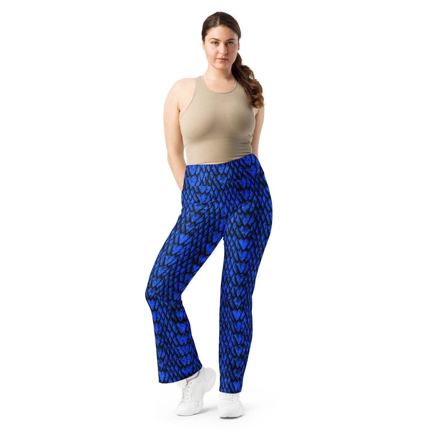 Sapphire Dragon Scale Flare Leggings