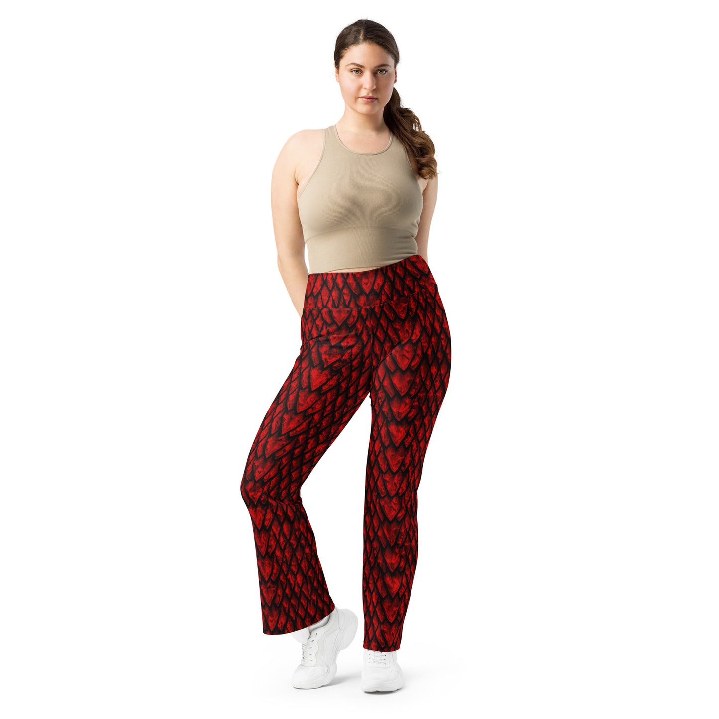 Ruby Dragon Scale Flare Leggings