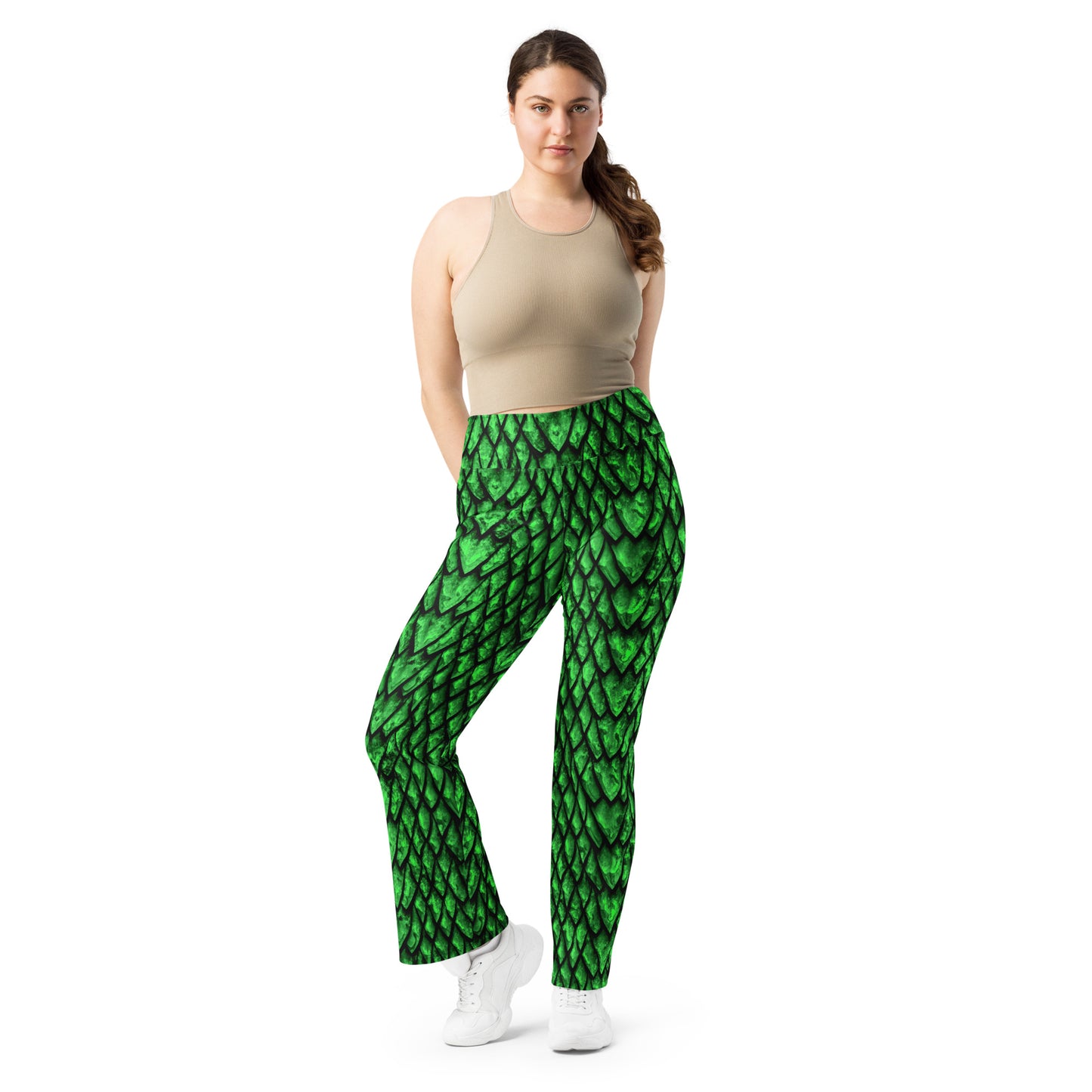 Emerald Dragon Scale Flare Leggings