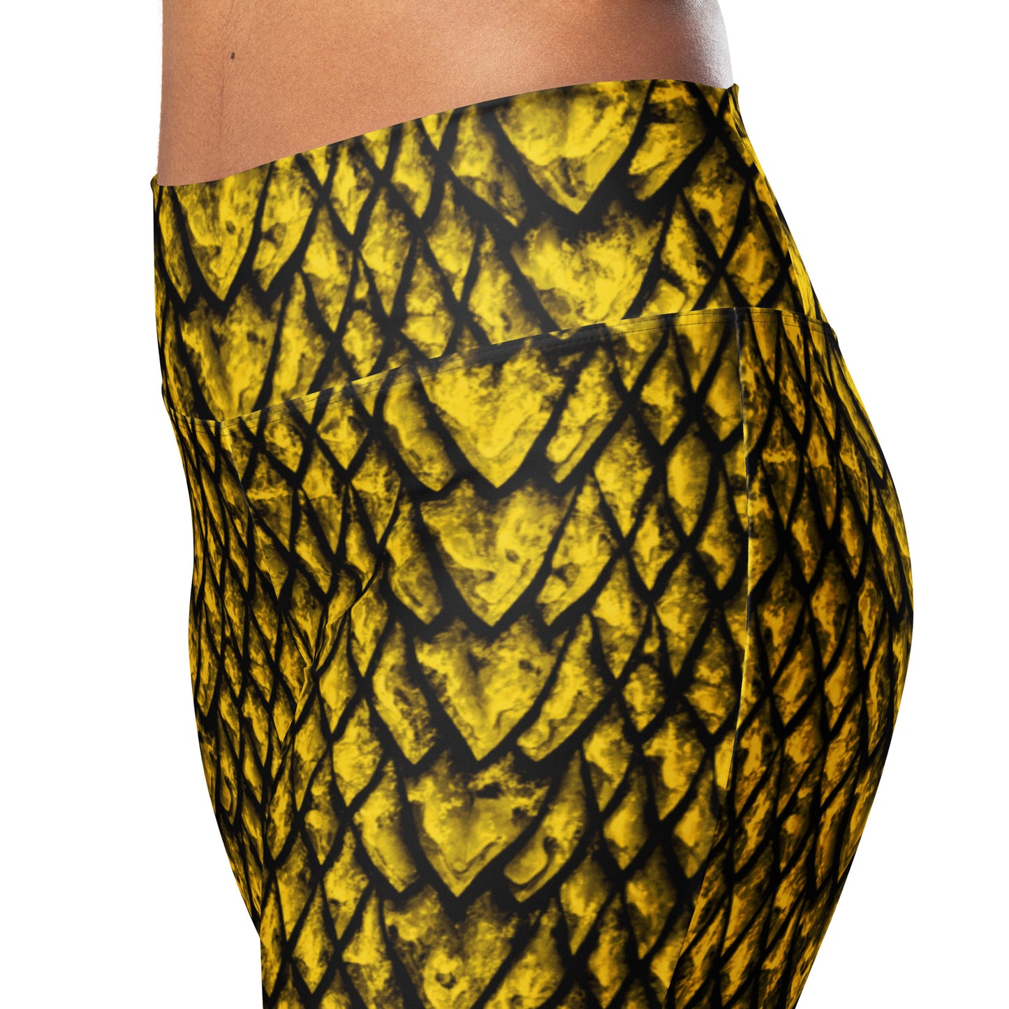 Gold Dragon Scale Flare Leggings