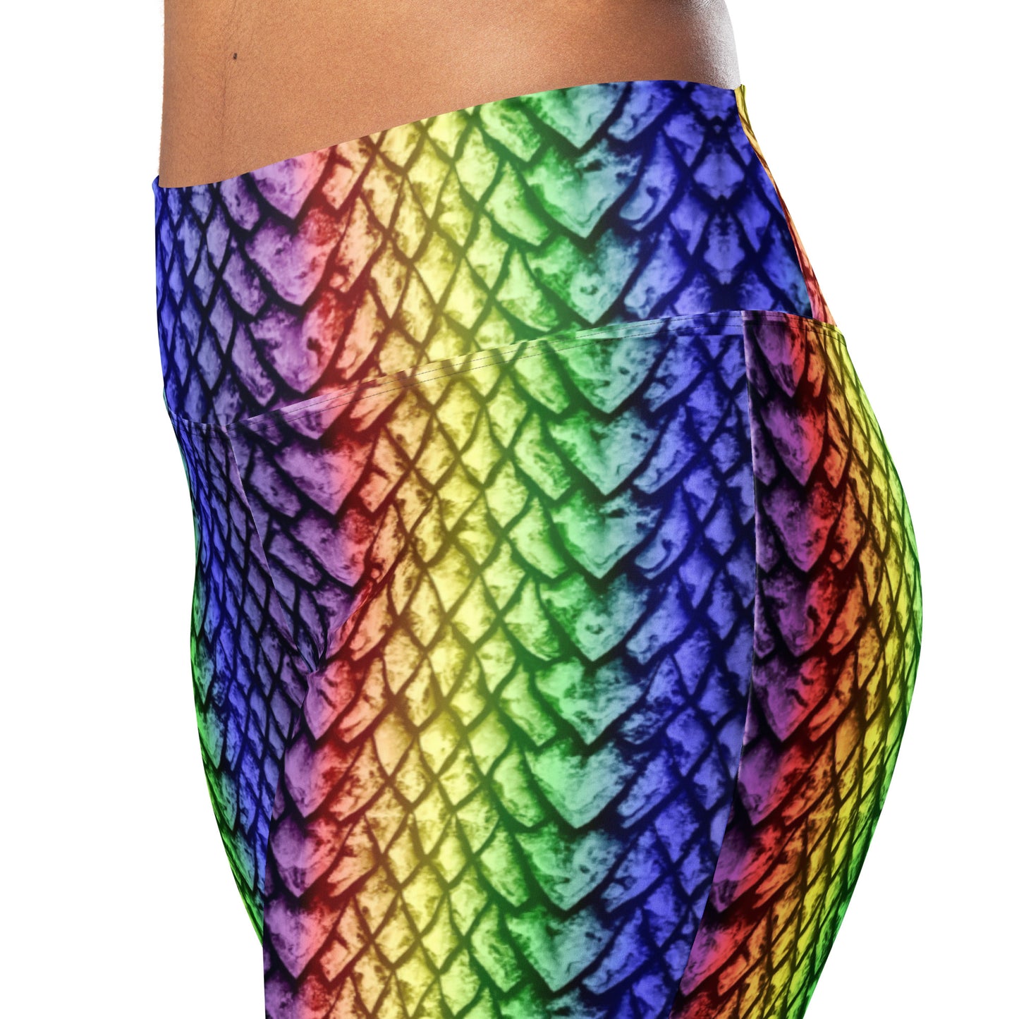 Rainbow Dragon Scales Print Flare Leggings