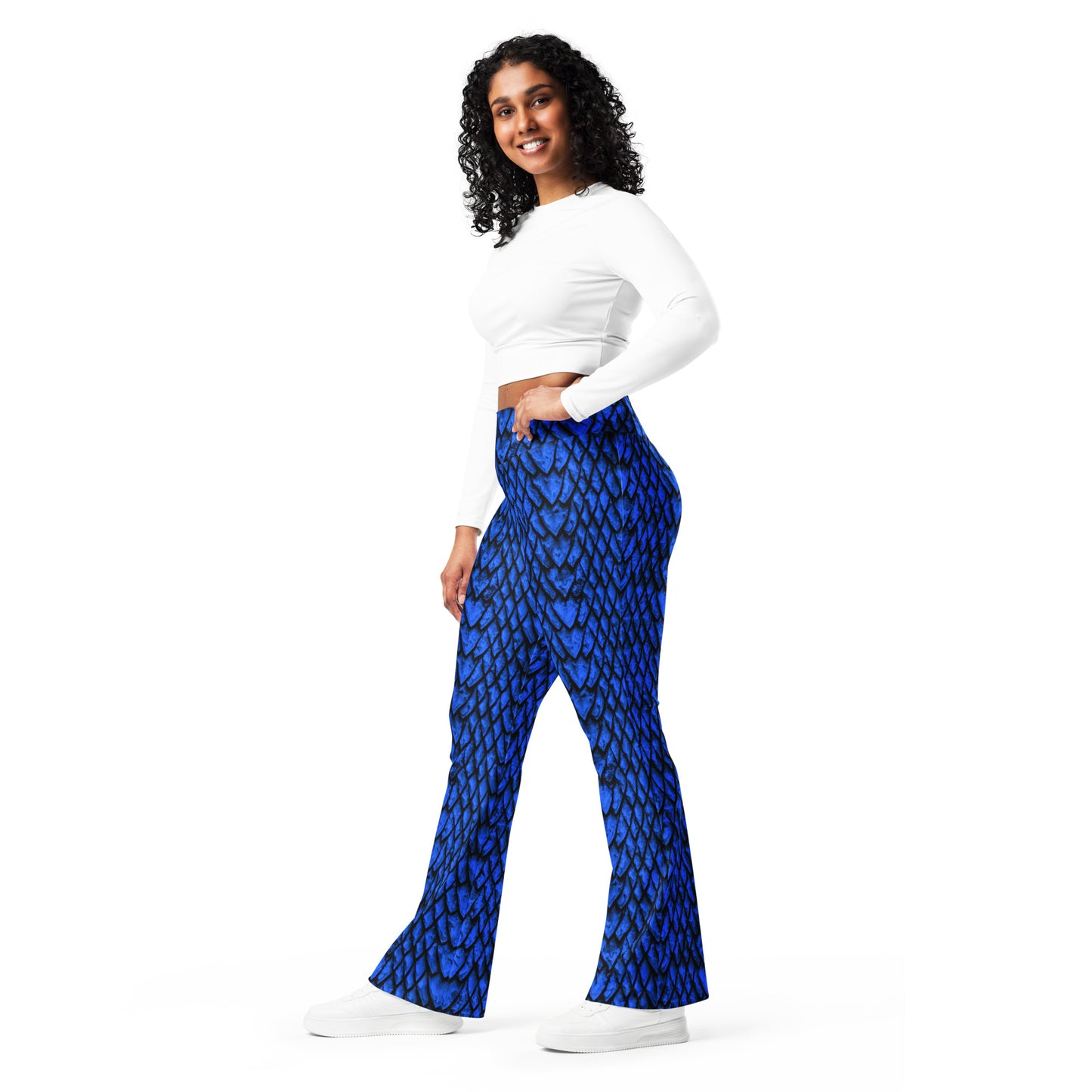 Sapphire Dragon Scale Flare Leggings