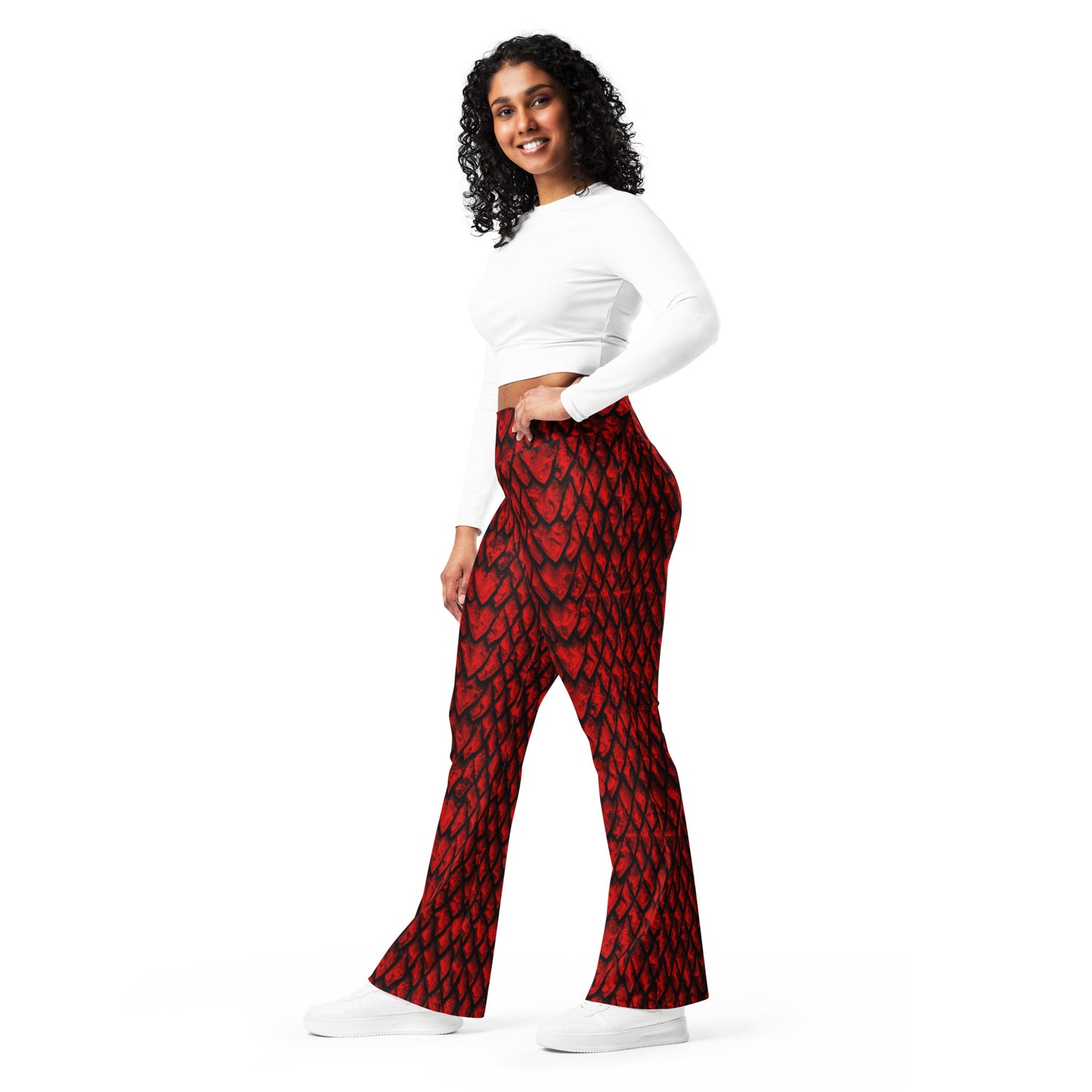 Ruby Dragon Scale Flare Leggings