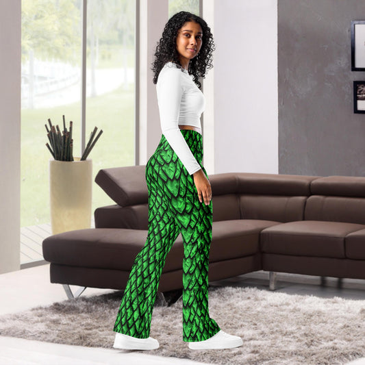 Emerald Dragon Scale Flare Leggings