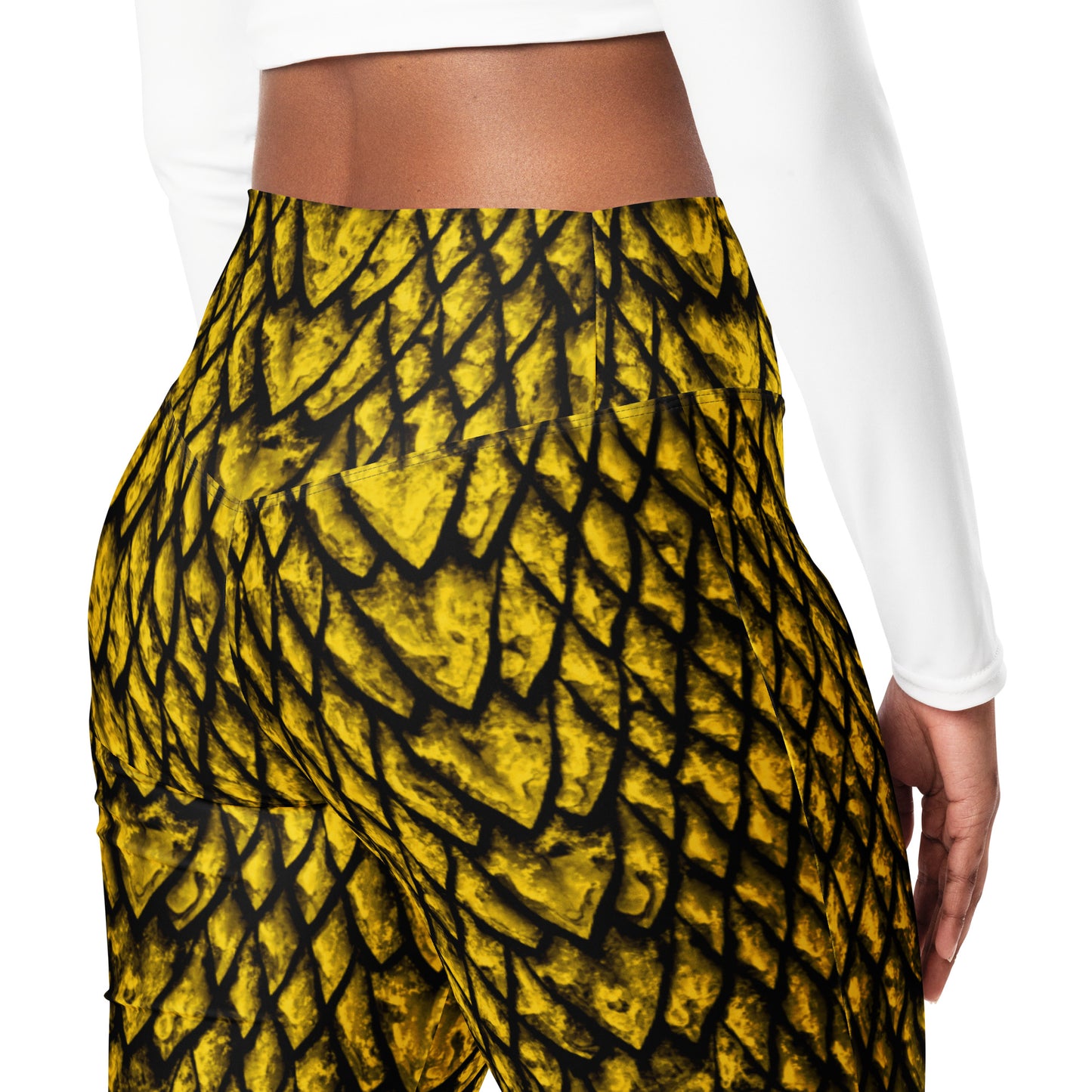 Gold Dragon Scale Flare Leggings