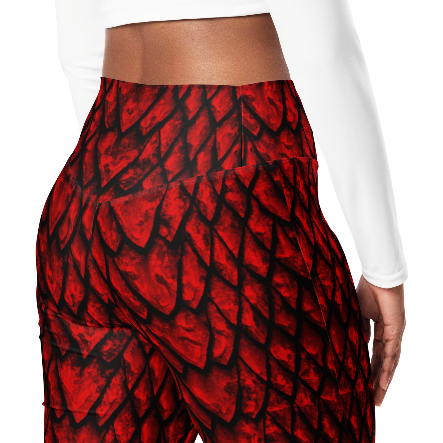 Ruby Dragon Scale Flare Leggings