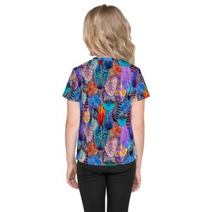 Colorful Feathers Print Kids' Crew Neck T-shirt