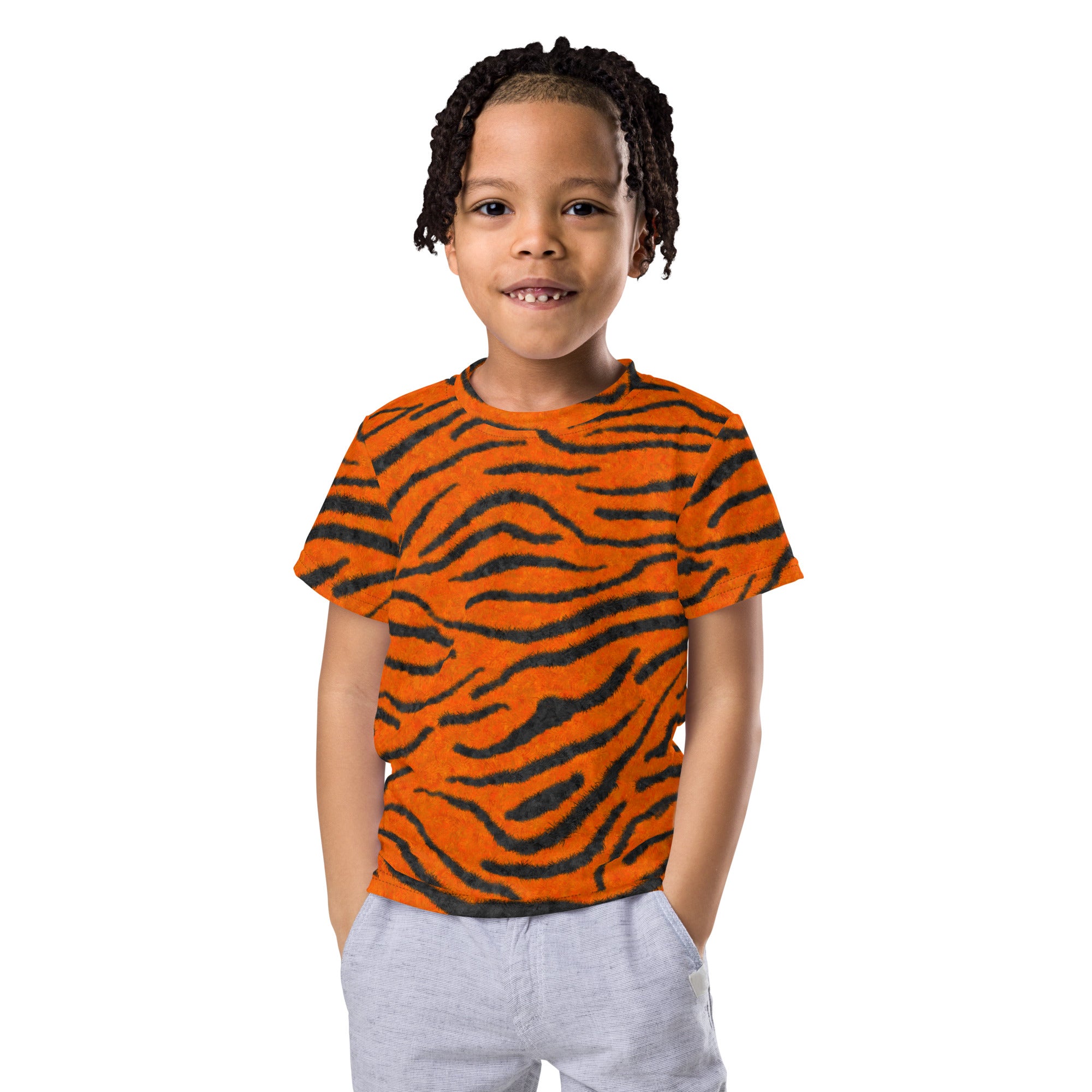 Fuzzy Tiger Stripe Print Kids' T-shirt