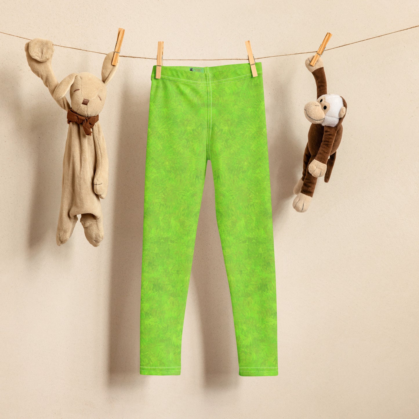 Green Fur Print Kids' Leggings