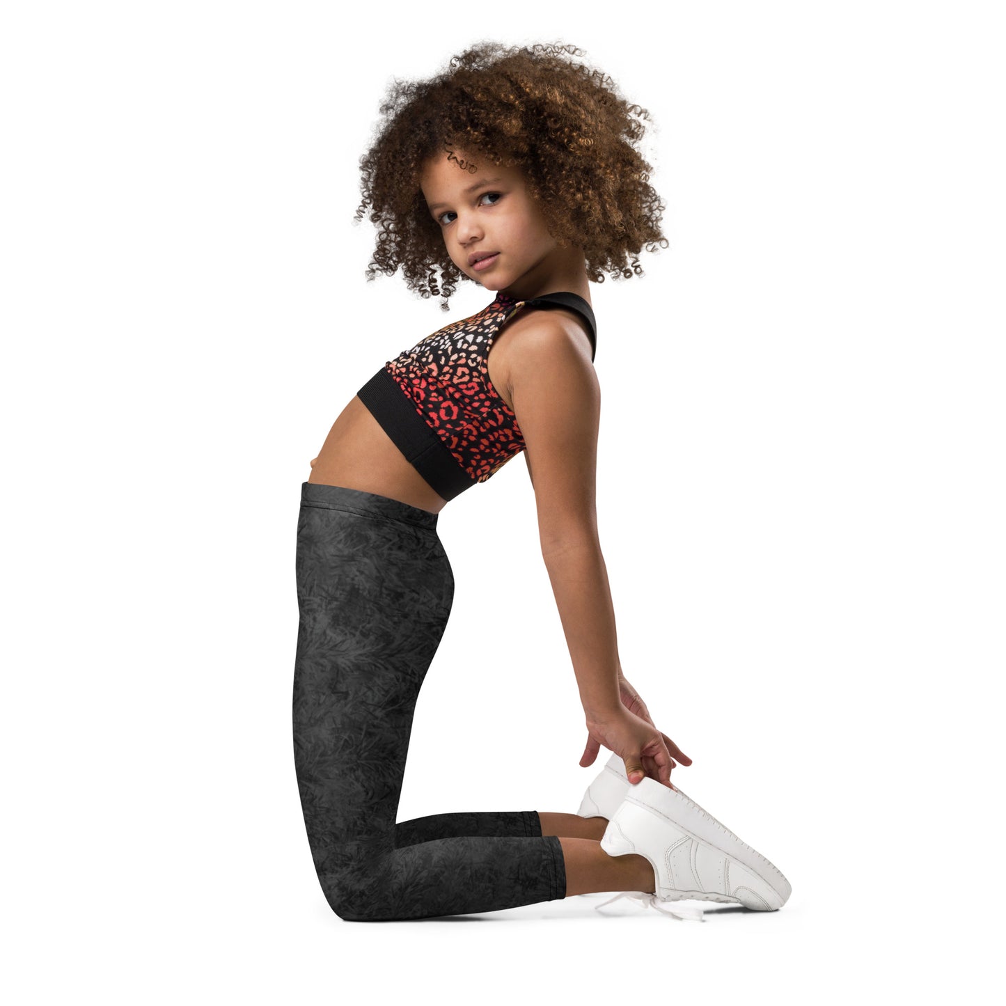 Black Cat Fur Print Kids' Leggings