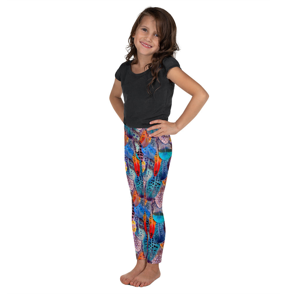 Colorful Feathers Print Kid's Leggings