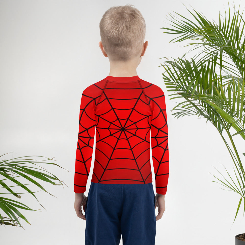 Crimson Spider Web Kids' Rash Guard