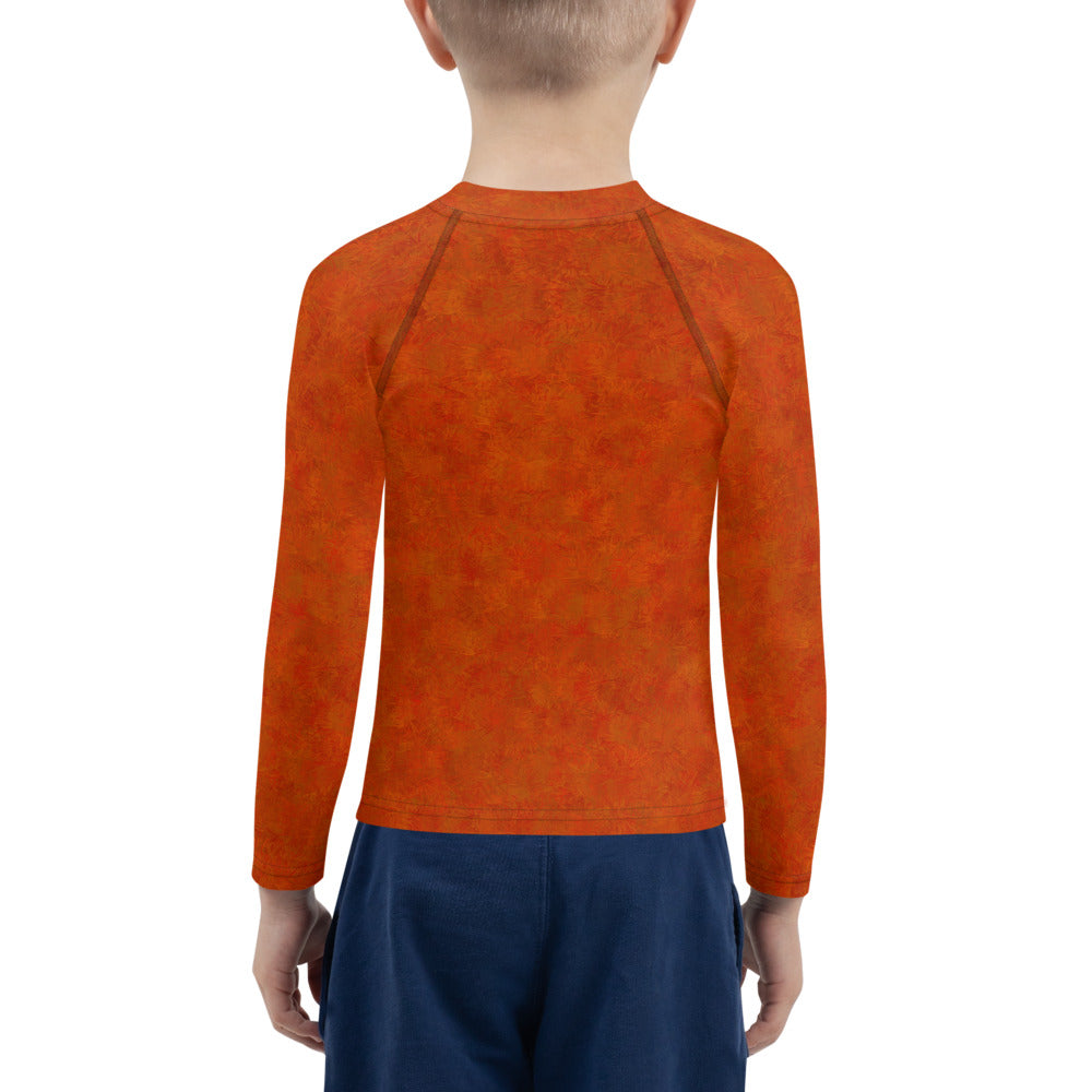 Orange Cat Fur Print Kids' Rash Guard