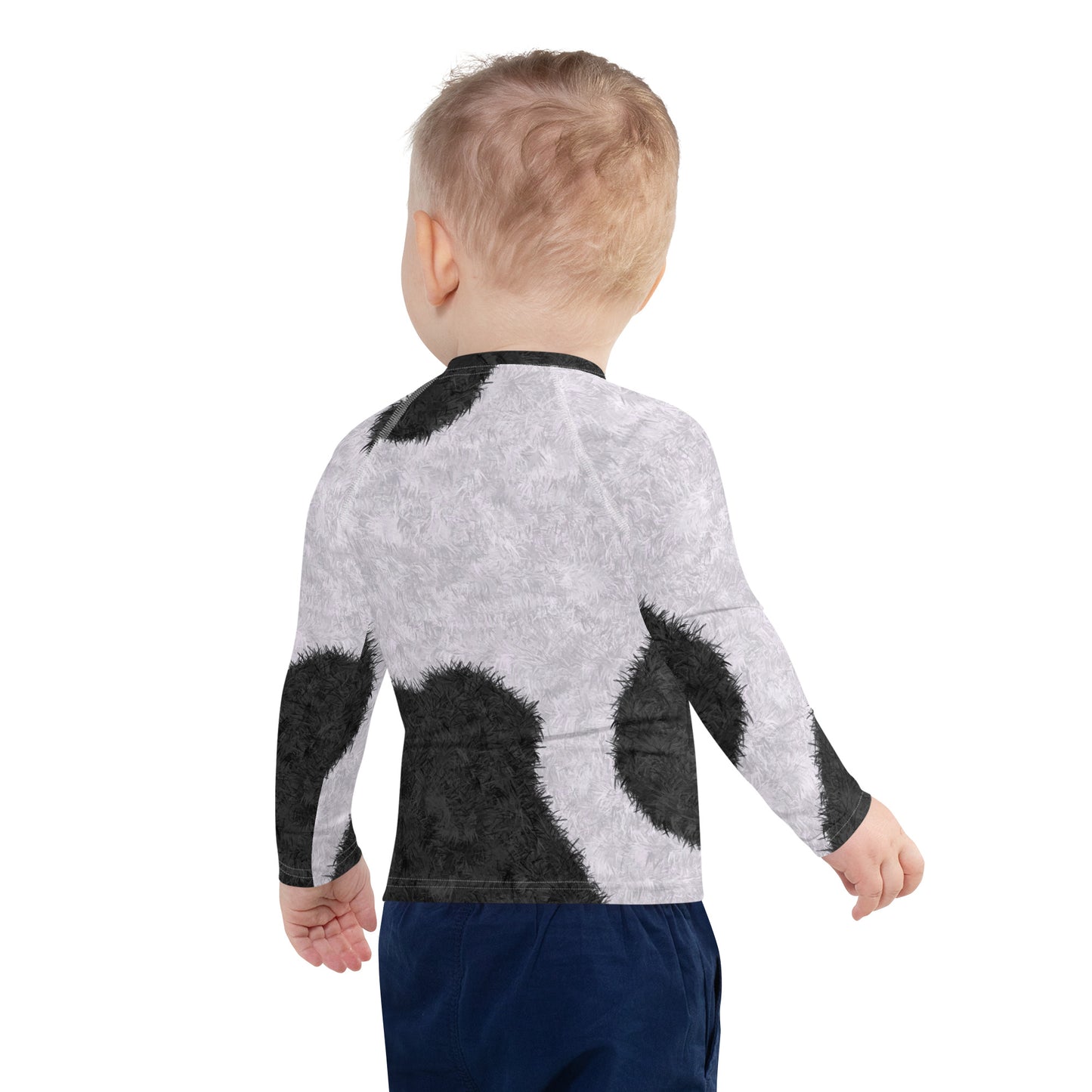 Black and White Fur Print Kids' Rash Guard