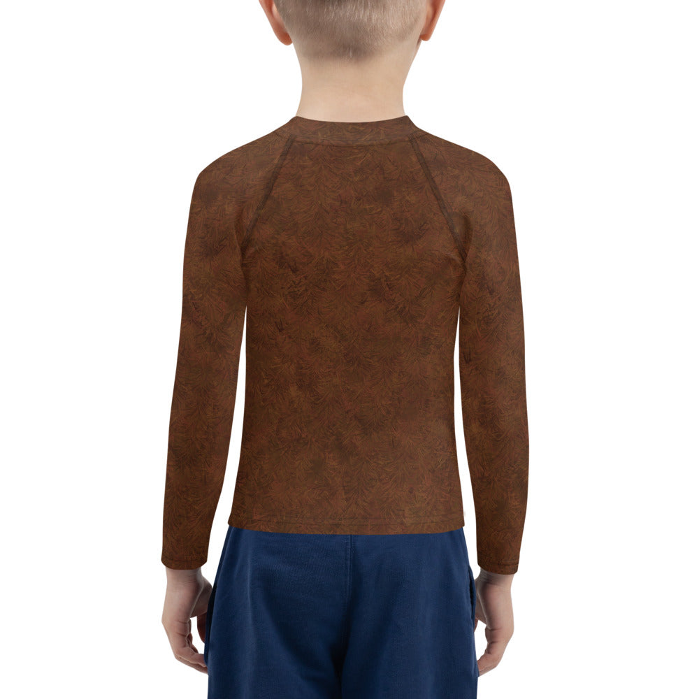 Brown Fur Print Kids' Rash Guard