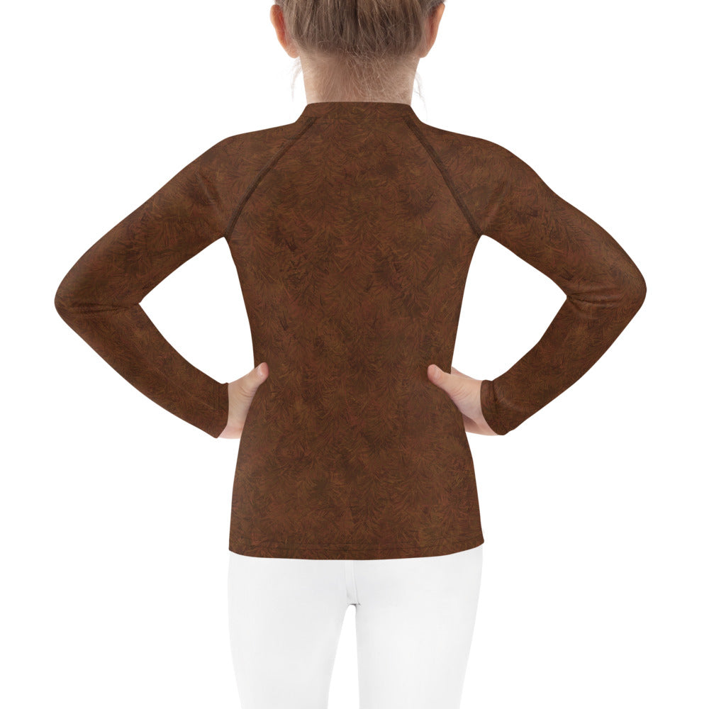 Brown Fur Print Kids' Rash Guard