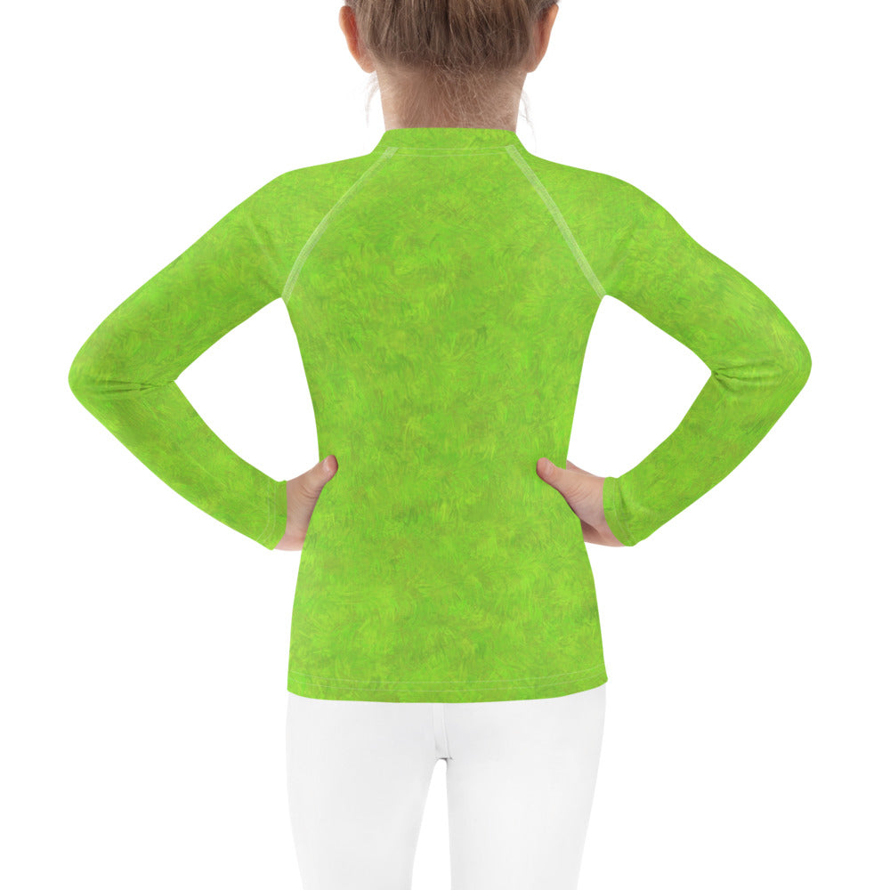 Green Fur Print Kids Rash Guard