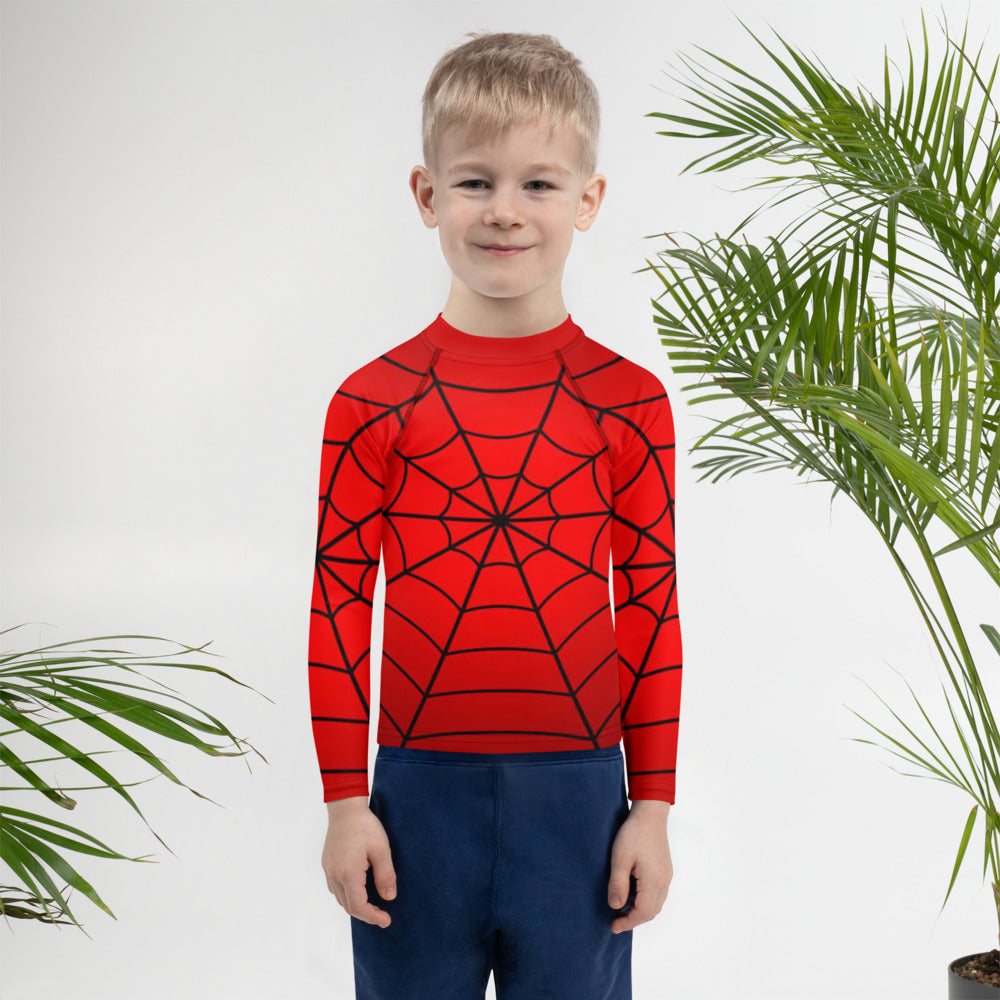 Crimson Spider Web Kids' Rash Guard