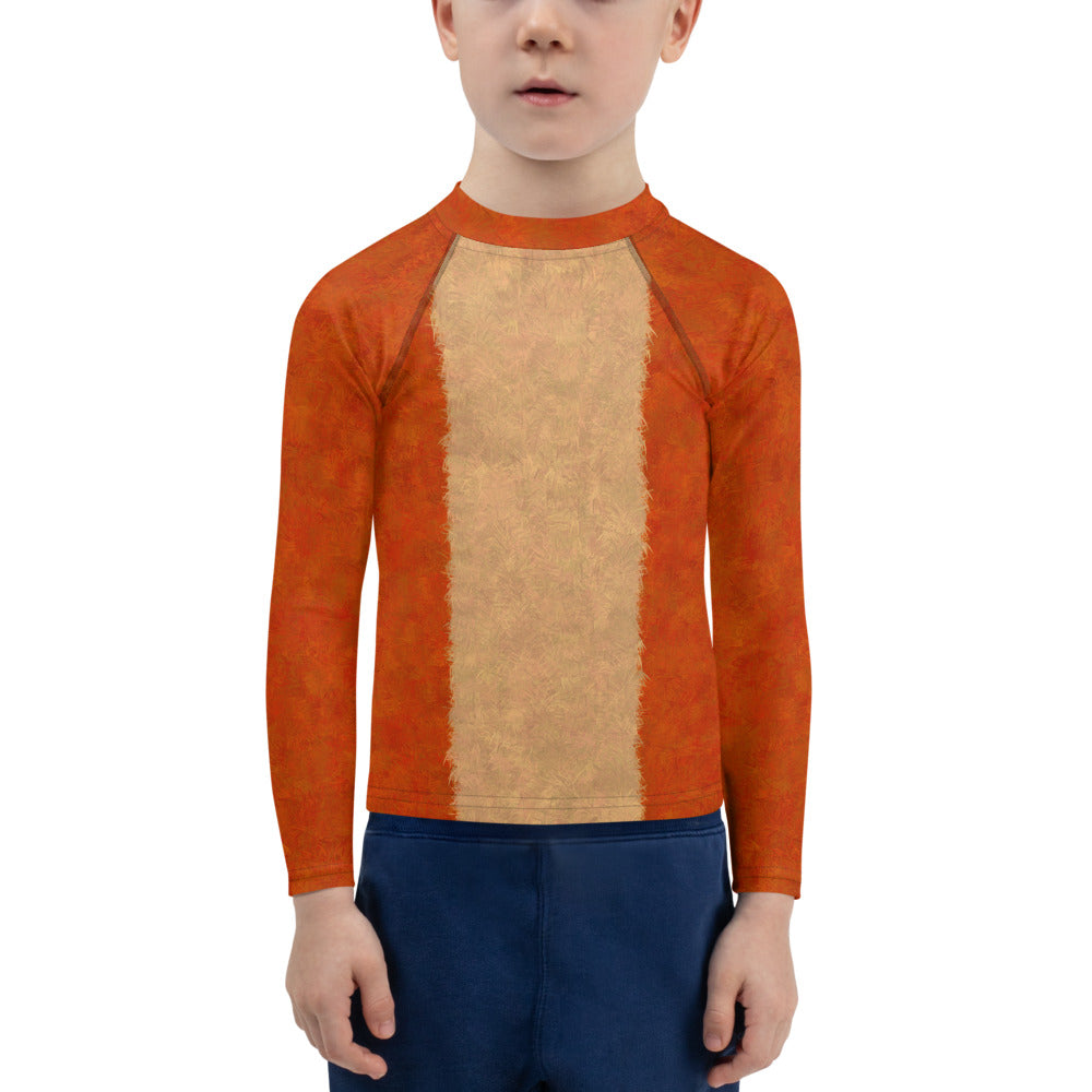 Orange Cat Fur Print Kids' Rash Guard