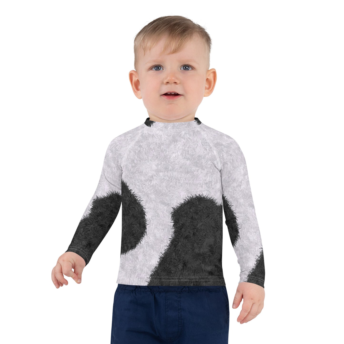 Black and White Fur Print Kids' Rash Guard