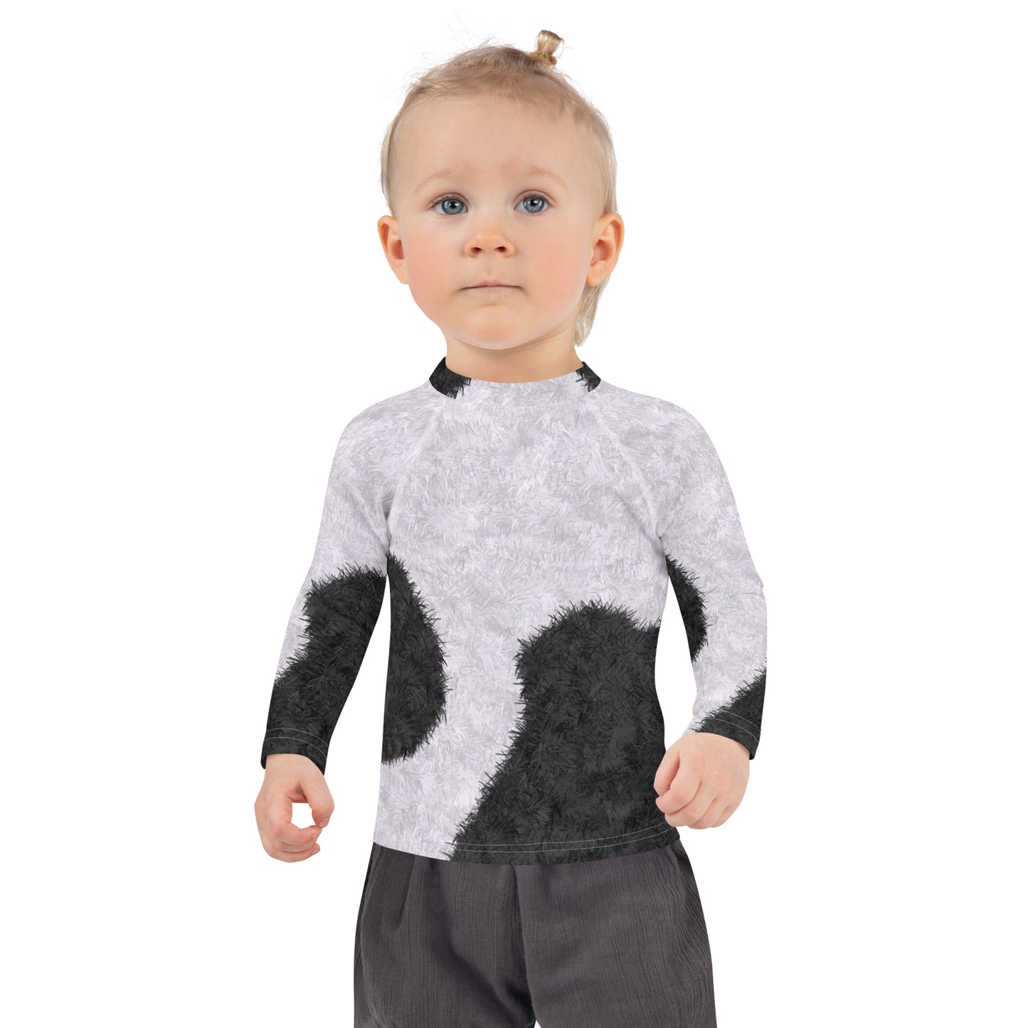 Black and White Fur Print Kids' Rash Guard