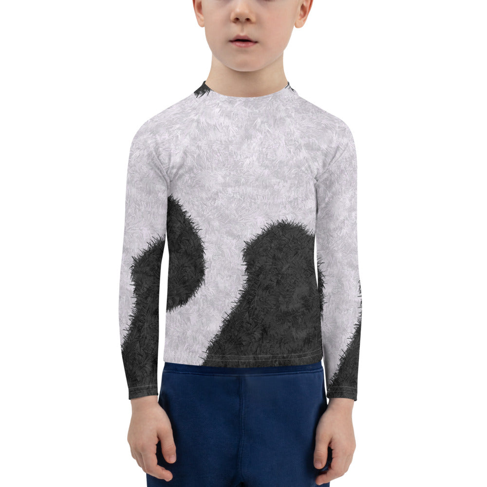 Black and White Fur Print Kids' Rash Guard