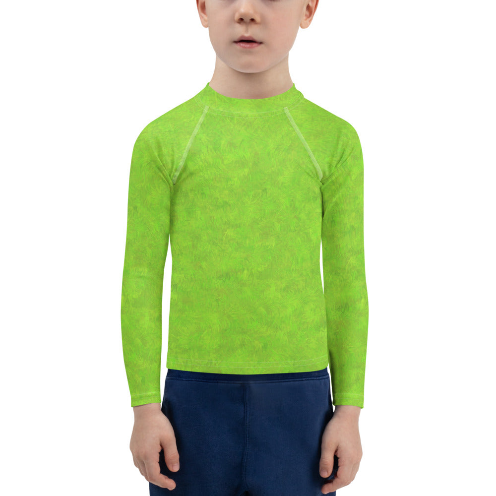 Green Fur Print Kids Rash Guard