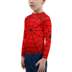 Crimson Spider Web Kids Rash Guard