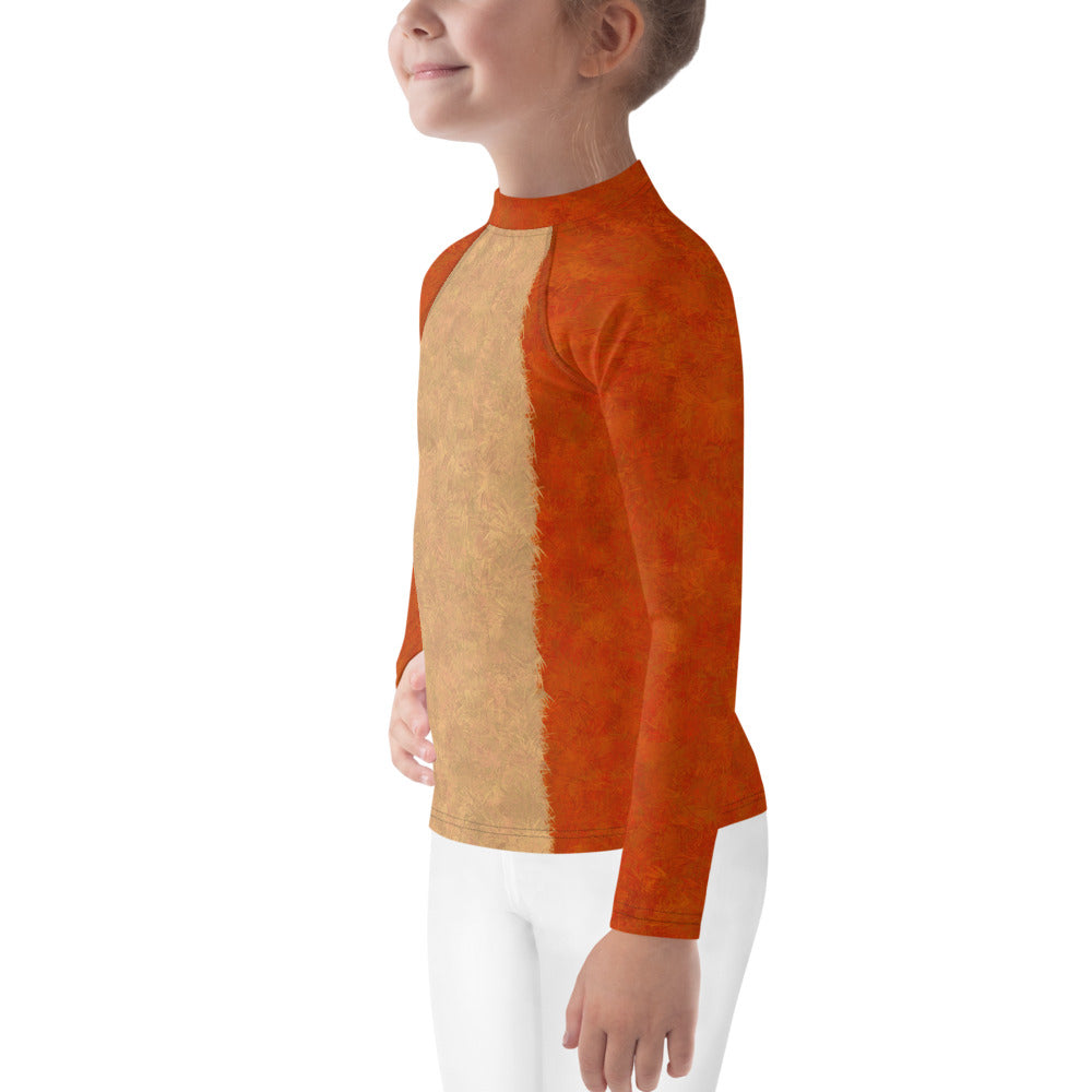 Orange Cat Fur Print Kids' Rash Guard