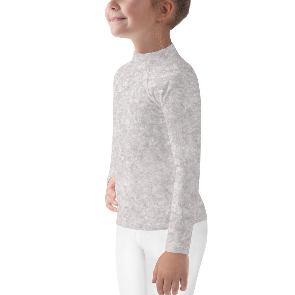 White Fur Print Kids' Rash Guard