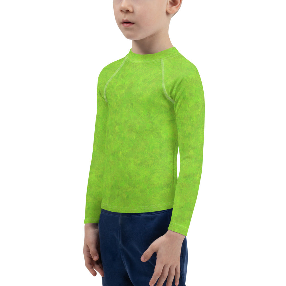 Green Fur Print Kids Rash Guard