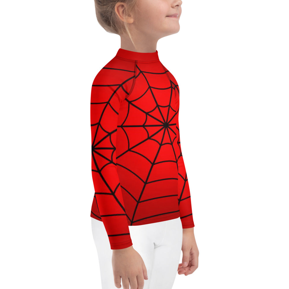 Crimson Spider Web Kids Rash Guard