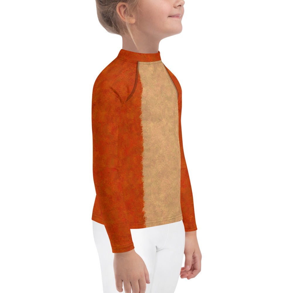 Orange Cat Fur Print Kids' Rash Guard