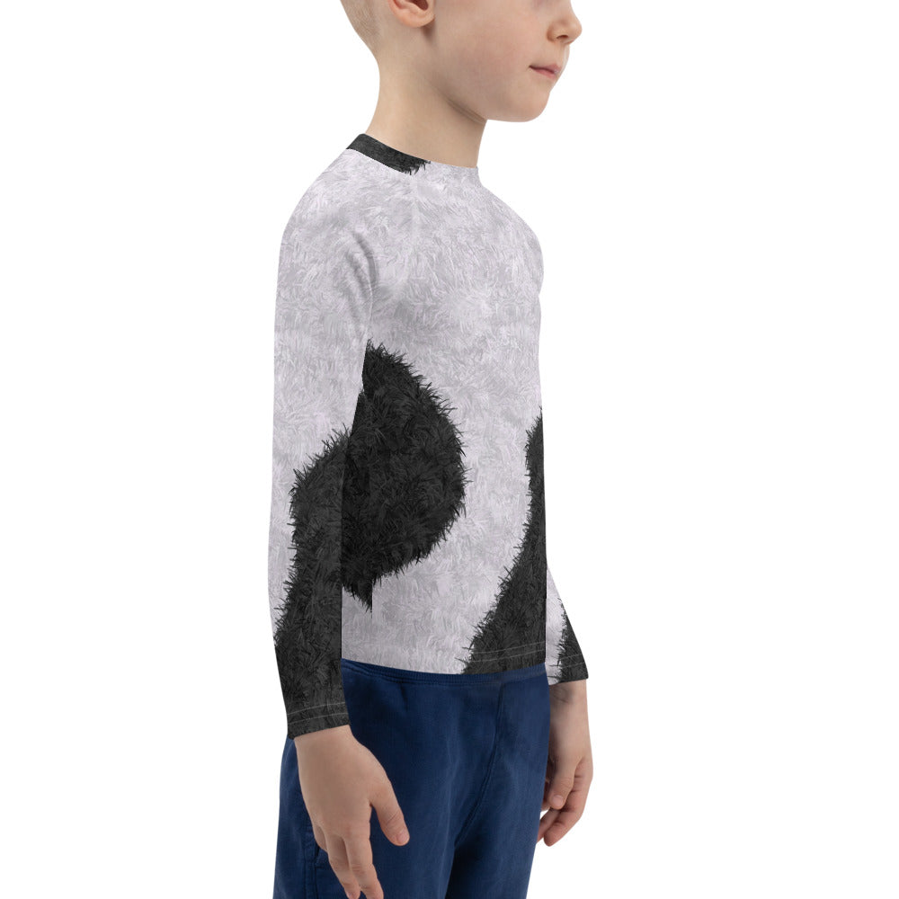 Black and White Fur Print Kids' Rash Guard