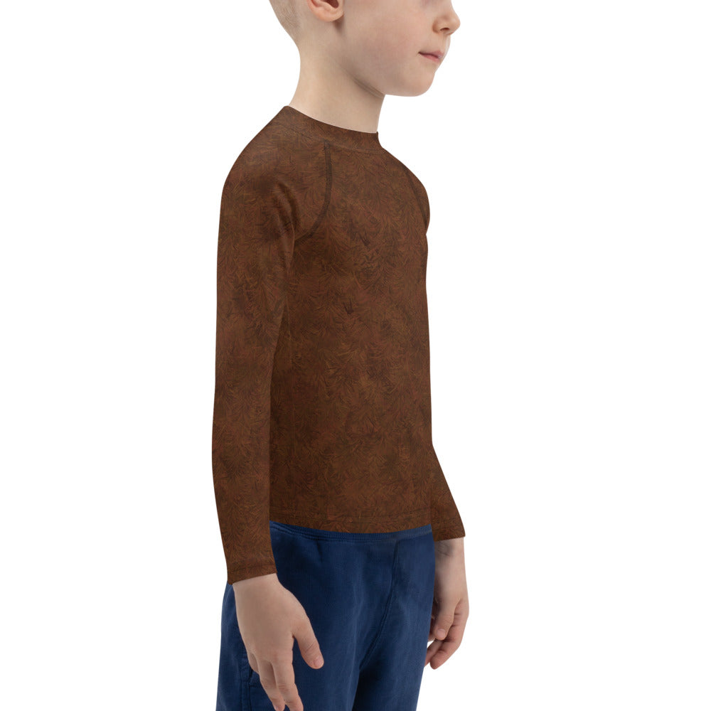 Brown Fur Print Kids' Rash Guard