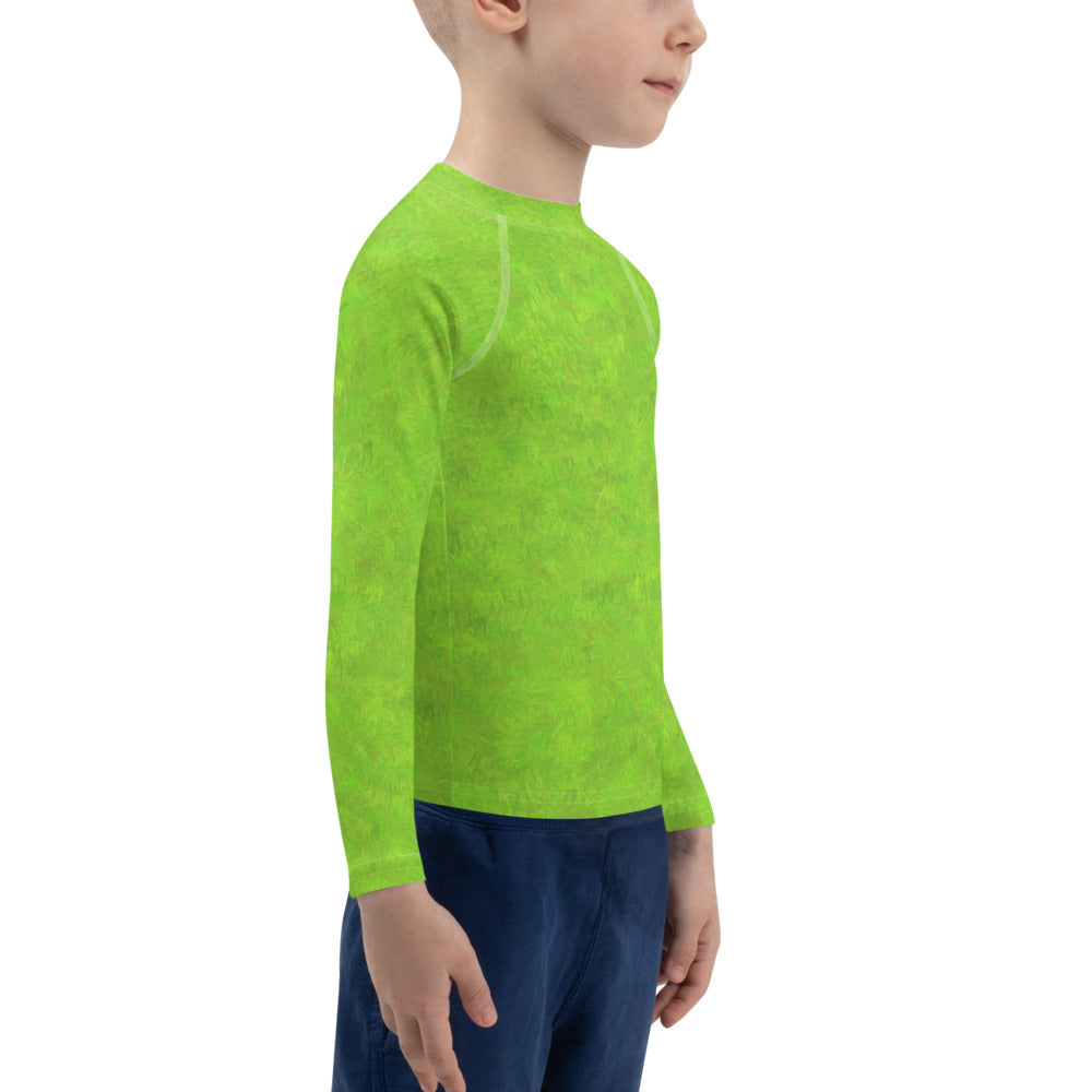 Green Fur Print Kids Rash Guard