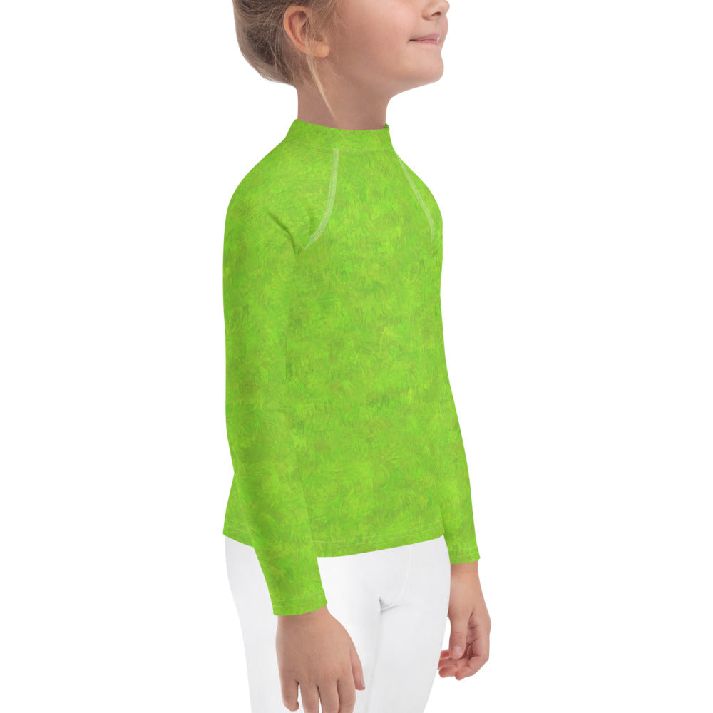 Green Fur Print Kids Rash Guard