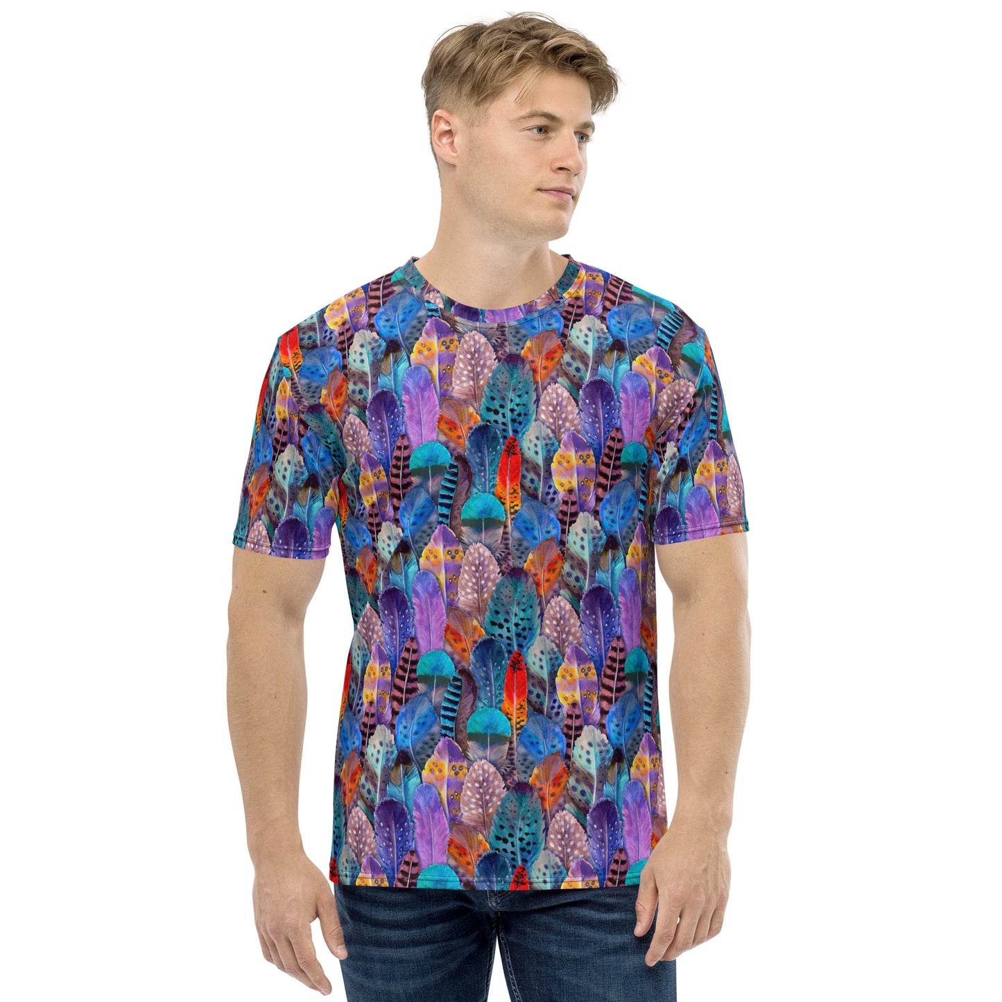 Colorful Feathers Print Unisex T-shirt