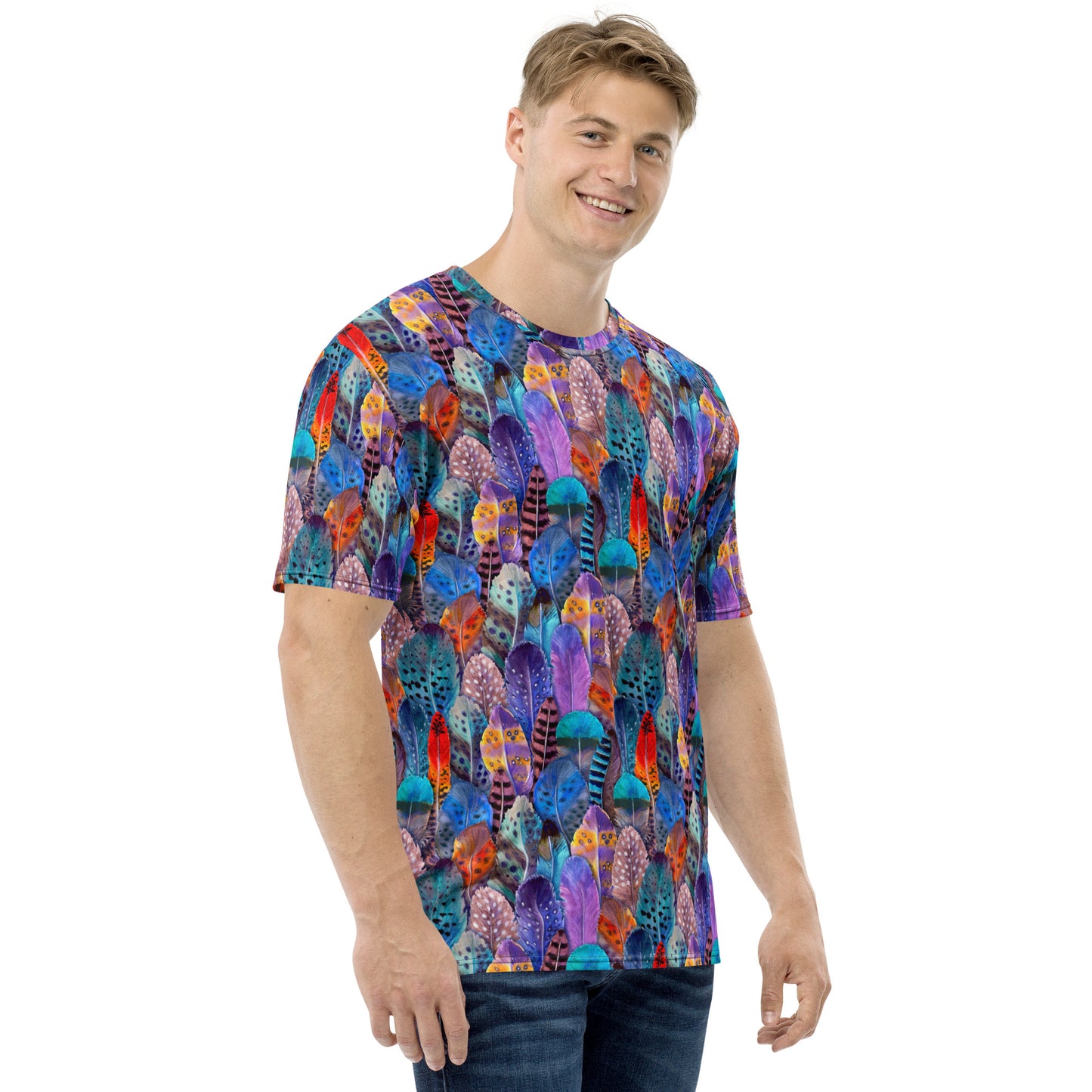 Colorful Feathers Print Unisex T-shirt