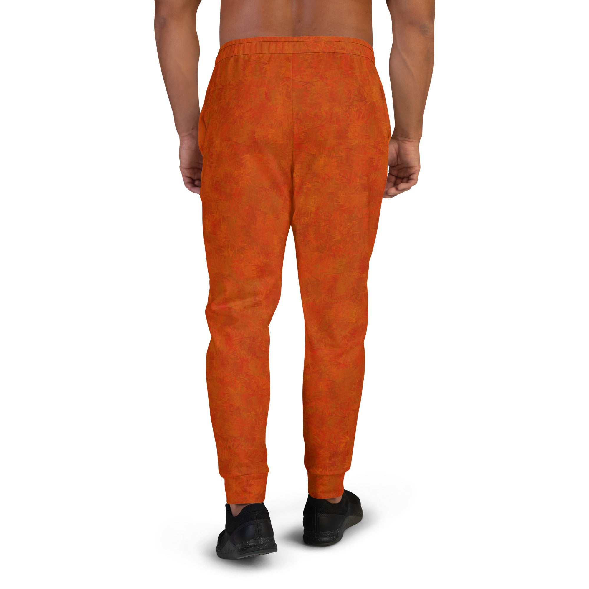 Orange Cat Fur Print Men's Slim Fit Joggers