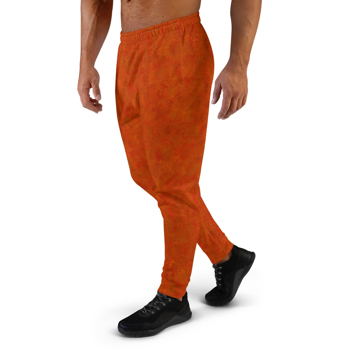 Orange Cat Fur Print Men's Slim Fit Joggers