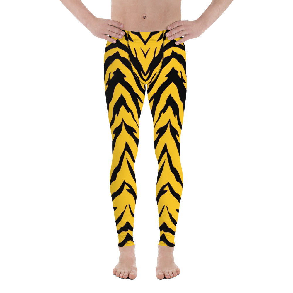 Black and Gold Tiger Stripe Men's Leggings