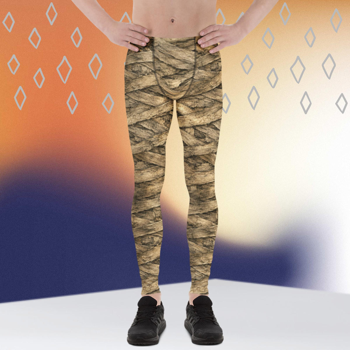 Ancient Mummy Wrap Print Men's Leggings