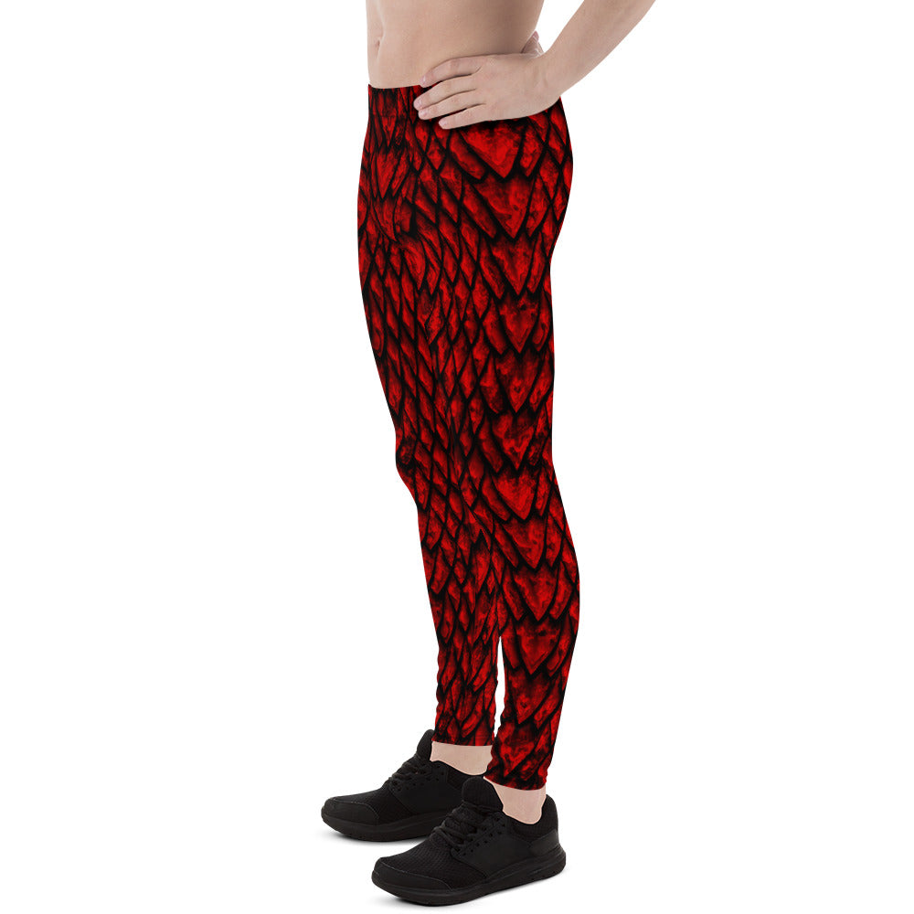 Ruby Dragon Scale Men's Leggings