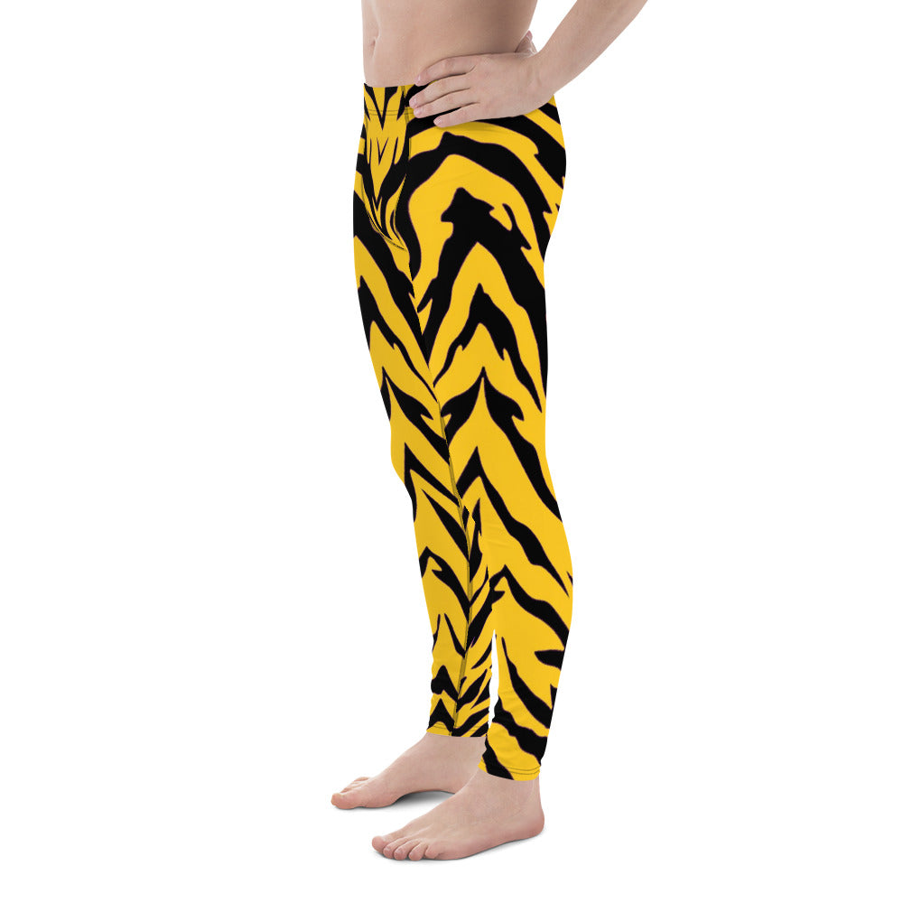 Black and Gold Tiger Stripe Men's Leggings